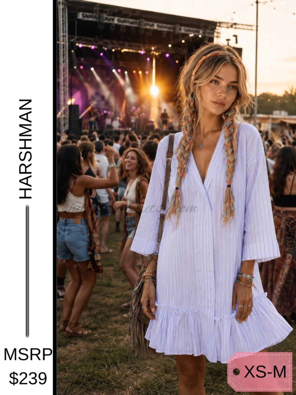 MSRP: $239 | ✨ Harshman Nebbi Caftan Dress – NWT | Lavender Stripe | Size XS–M ✨